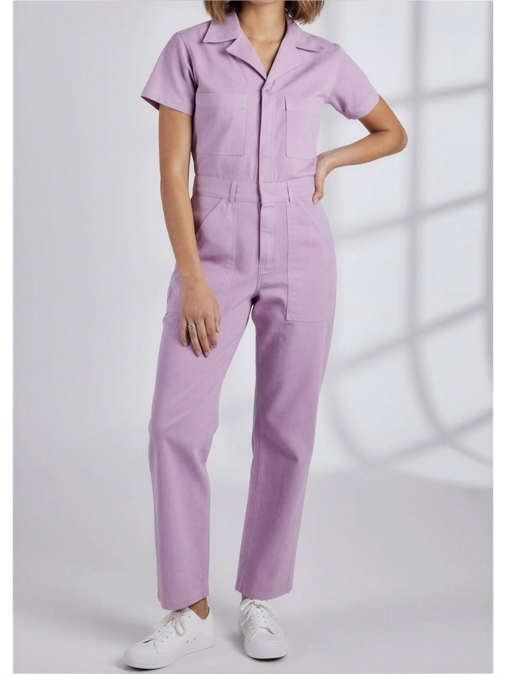 BIG BUD PRESS Short Sleeve Jumpsuit, Lilac, 2XL (Hemmed)